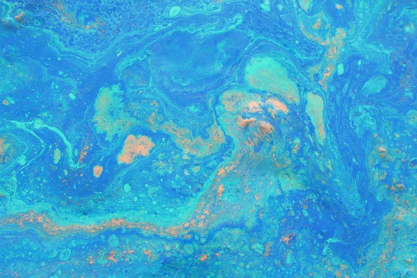 Fundo de efeito marbleizado abstrato. Cores criativas azuis. Pintura bonita com a adição de ouro — Fotografia de Stock