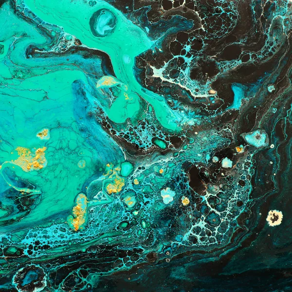 抽象大理石効果の背景。青の創造的な色。金を加えた美しい塗料 — ストック写真