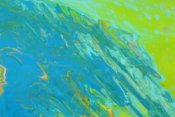 Fotografie van abstracte marbleized effect achtergrond. Blauwe, Mint en groene creatieve kleuren. Mooie verf met de toevoeging van goud. — Stockfoto