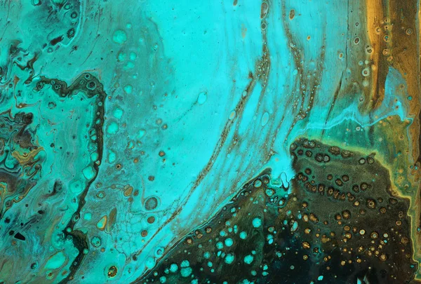 Fotografía de fondo efecto marmolizado abstracto. turquesa y negro colores creativos. Hermosa pintura con la adición de oro — Foto de Stock