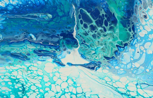 抽象的な大理石の効果の背景の写真。ブルー、ミント、ホワイトのクリエイティブカラー。美しい塗料 — ストック写真
