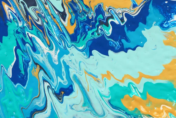 Photography of abstract marbleized effect background. Blue, mint, gold and white creative colors. Beautiful paint — Stock Photo, Image