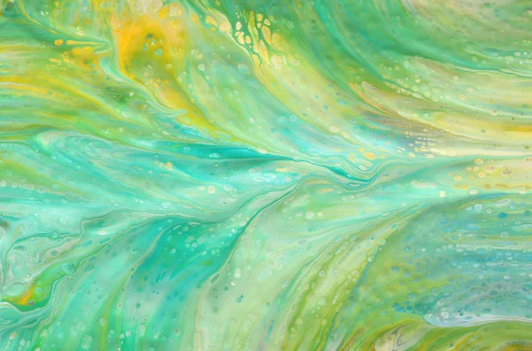 Fotografía de fondo efecto marmolizado abstracto. colores creativos amarillo, verde y blanco. Hermosa pintura —  Fotos de Stock