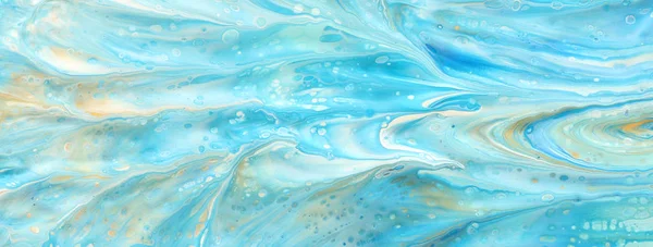 Fotografia di sfondo effetto marmorizzato astratto. Colori creativi blu, menta, oro e bianco. Bella vernice. banner — Foto Stock