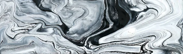 Fotografía de fondo efecto marmolizado abstracto. colores creativos en blanco y negro. Hermosa pintura. banner —  Fotos de Stock