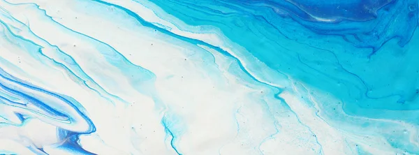Fotografie van abstracte marbleized effect achtergrond. Blauwe en witte creatieve kleuren. Mooie verf. Banner — Stockfoto