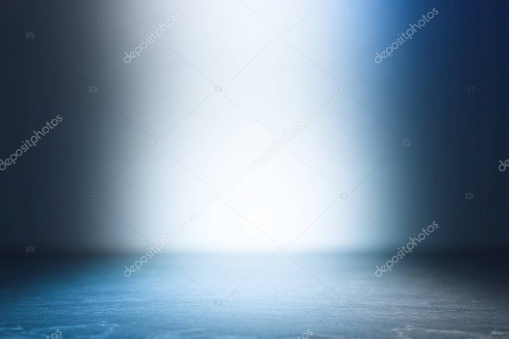 background of abstract dark concentrate floor scene with mist or fog, spotlight and display