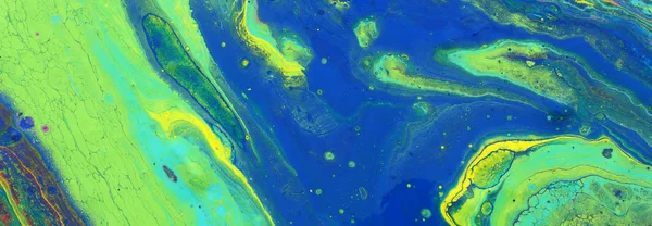 抽象的な大理石の効果の背景の写真。青と緑の創造的な色。美しいペンキバナー — ストック写真