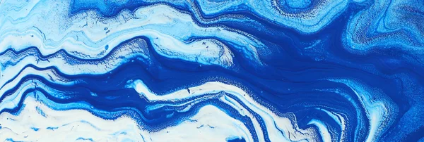 Fotografie van abstracte marbleized effect achtergrond. Blauwe en witte creatieve kleuren. Mooie verf. Banner — Stockfoto