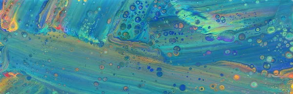 Fotografia di sfondo effetto marmorizzato astratto. Colori creativi blu, menta e oro. Bella vernice. banner — Foto Stock
