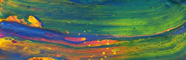 추상 대리석 효과 배경의 사진. 노란색, 파란색, 보라색 과 빨간색 창조적 인 색상. 아름다운 페인트. 배너 — 스톡 사진