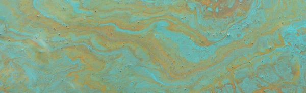 Fotografering av abstrakt, marmorert effektbakgrunn. Blå, mynte og gullkreative farger. Vakker maling – stockfoto