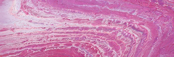 추상 대리석 효과 배경의 사진. 빨간색, 분홍색 및 흰색 창조적 인 색상. 아름다운 페인트. 배너 — 스톡 사진