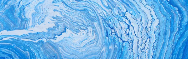 抽象的な大理石の効果の背景の写真。青と白の創造的な色。美しいペンキバナー — ストック写真