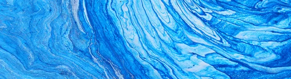 抽象大理石效果背景的摄影。蓝色和白色创意颜色。美丽的油漆。旗帜 — 图库照片