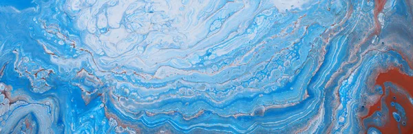 Fotografie van abstracte marbleized effect achtergrond. Blauwe en witte creatieve kleuren. Mooie verf. Banner — Stockfoto