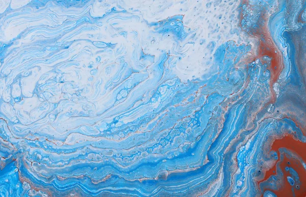 抽象的な大理石の効果の背景の写真。青と白の創造的な色。美しい塗料. — ストック写真