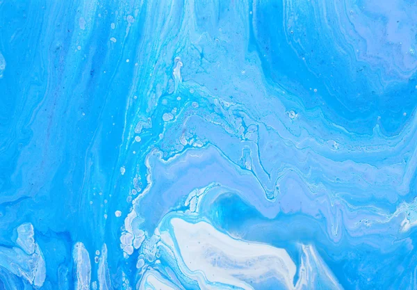 Fotografia de fundo efeito marbleized abstrato. cores criativas azuis e brancas. Pintura bonita — Fotografia de Stock