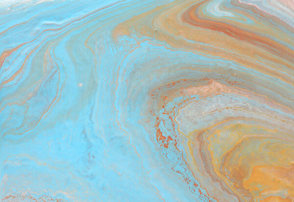 фотография абстрактного мраморного фона эффекта. Синий, золотой и белый творческие цвета. Красивая краска
