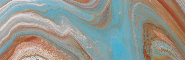 Photography of abstract marbleized effect background. Blue, gold and white creative colors. Beautiful paint. banner — Stock Photo, Image