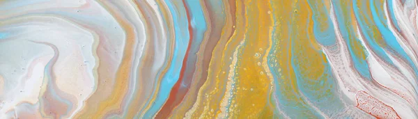 Fotografia de fundo efeito marbleized abstrato. Cores criativas azuis, douradas e brancas. Tinta bonita. banner — Fotografia de Stock