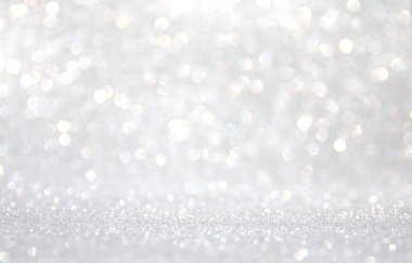 soyut glitter ışıkları arka plan. gümüş ve beyaz. de-odaklı