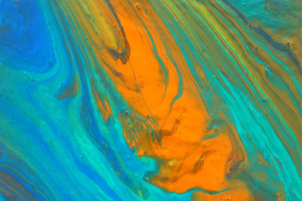 抽象的な大理石の効果の背景の写真。ブルー、ミント、オレンジ、ホワイトのクリエイティブカラー。美しい塗料 — ストック写真