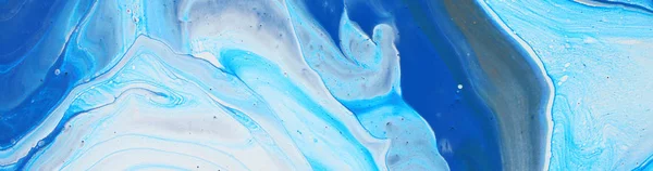 抽象大理石效果背景的摄影。蓝色、薄荷和白色创意颜色。美丽的油漆。旗帜 — 图库照片