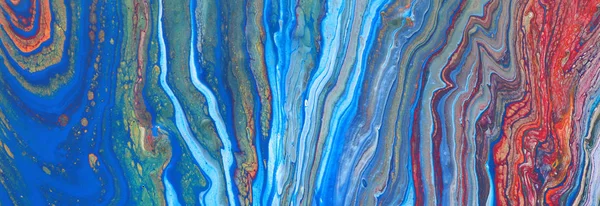 Fotografia abstrakcyjne marmurkowy tle efekt. Niebieskie, czerwone i białe kreatywne kolory. Piękna farba. Banner — Zdjęcie stockowe