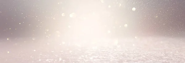 Terra nera di luci glitter astratte. argento e oro. sfocato. banner — Foto Stock