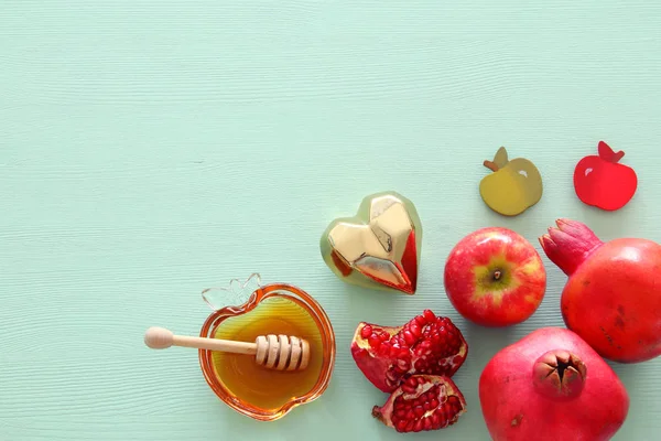 Rosh hashanah 'ın (Yahudi Yeni Yıl Tatili) dini imajı. Geleneksel semboller — Stok fotoğraf