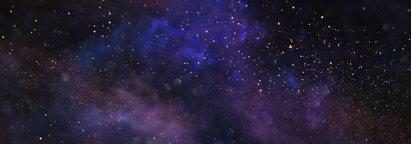 抽象的なキラキラライトの背景。青、紫、黒。デフォーカス。バナー — ストック写真