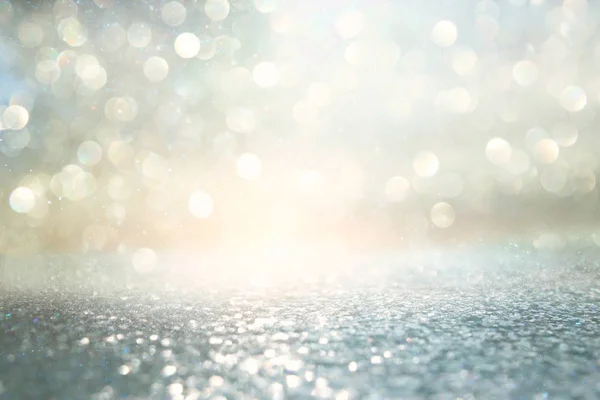 Background of abstract glitter lights. silver and gold. de-focused — Stock Photo, Image