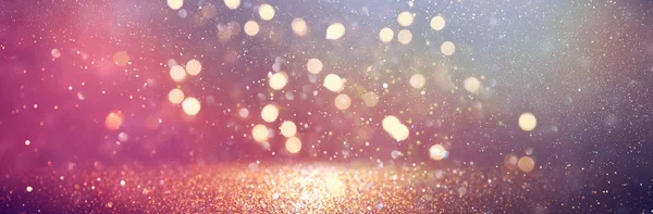 Abstract glitter silver, purple, blue and gold lights background. de-focused. banner — Stock Photo, Image
