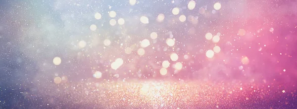 Abstract glitter silver, purple, blue and gold lights background. de-focused. banner — Stock Photo, Image