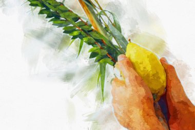watercolor style and abstract image of Jewish festival of Sukkot clipart