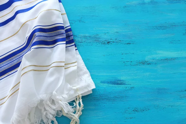 Conceito de religião de White Prayer Shawl - Tallit, religiou judaica — Fotografia de Stock