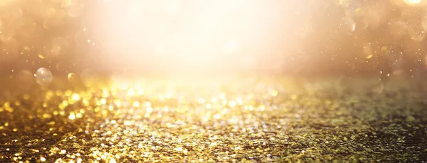 Hintergrund abstrakter Glitzerlichter. Silber und Gold. Entfokussiert. Banner — Stockfoto