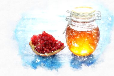 suluboya tarzı ve rosh hashanah soyut görüntü (jewesh tatil) kavramı - bal geleneksel sembolü