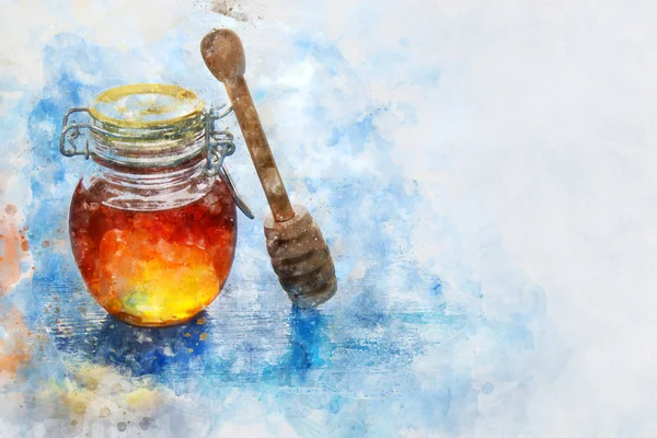 Watercolor style and abstract image of rosh hashanah (jewesh hol — Stock Photo, Image