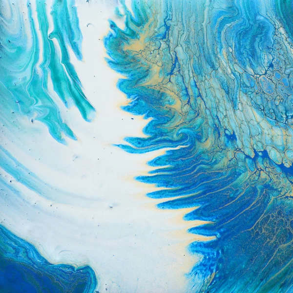 Fotografia d'arte di sfondo effetto marmorizzato astratto. turchese, blu e oro colori creativi. Bella vernice . — Foto Stock