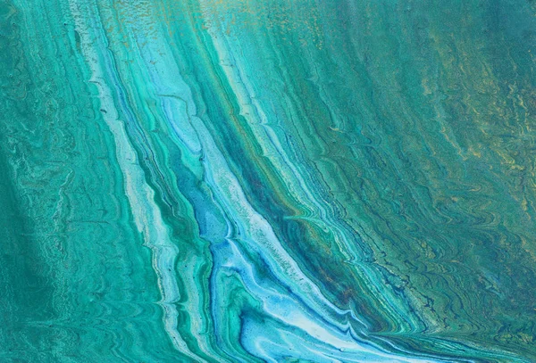 Художественная фотография абстрактного мраморного фона эффекта. бирюзовый, изумрудно-зеленый, синий и золотой креативные цвета. Красивая краска . — стоковое фото