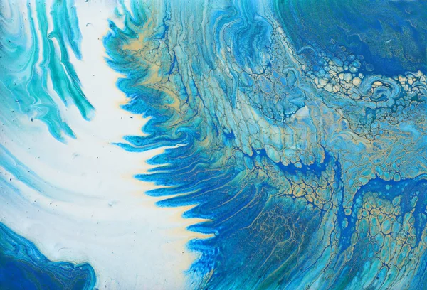 Konst fotografi av abstrakt marbleized effekt bakgrund. kreativa färger i turkos, blått och guld. Vacker färg. — Stockfoto