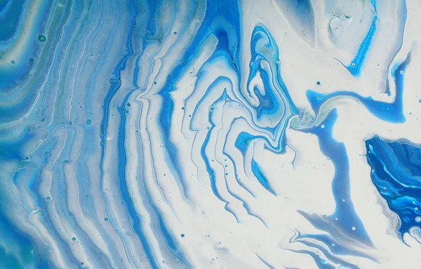 Kunst fotografie van abstracte gemarmerde effect achtergrond. Blauwe en witte creatieve kleuren. Mooie verf.. — Stockfoto