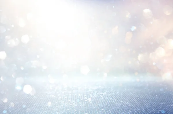 Abstract glitter silver, gold , blue lights background. de-focused. — Stock Photo, Image