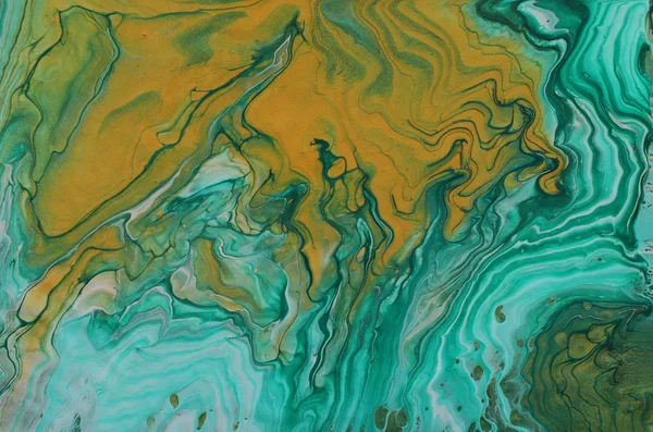 Fotografia de arte de fundo efeito marbleized abstrato. verde esmeralda, turquesa e ouro cores criativas. Pintura bonita . — Fotografia de Stock
