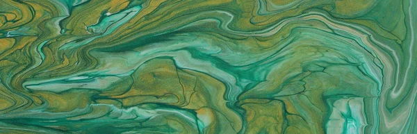 Художественная фотография абстрактного мраморного фона эффекта. изумрудно-зеленые, бирюзовые и золотые креативные цвета. Красивая краска . — стоковое фото