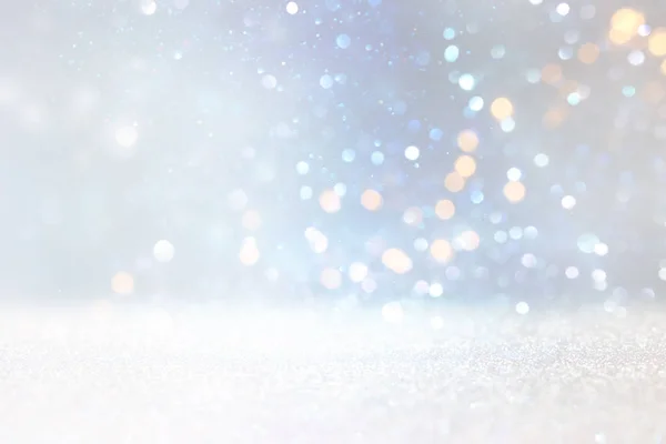 Abstract glitter silver, gold , blue lights background. de-focused — Stock Photo, Image