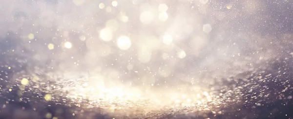 Abstrakt backgrounf av glitter Vintage Lights. Silver och vitt. de fokuserade. Banner — Stockfoto