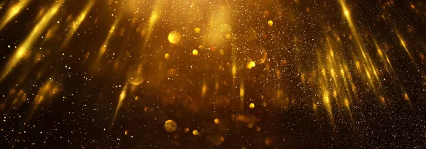 Achtergrond van abstracte glitter lichten. goud en zwart. de focus. Banner — Stockfoto